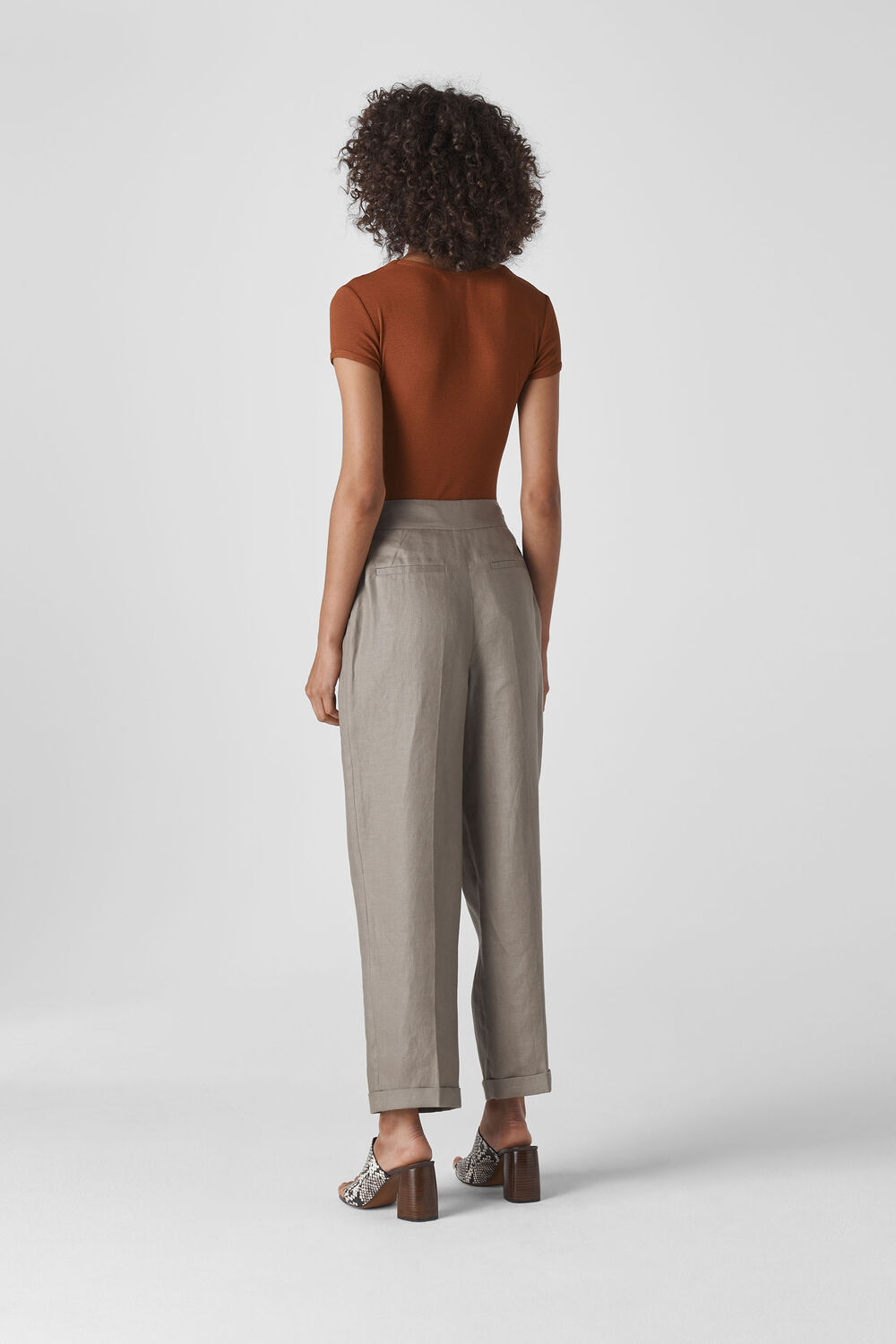 Lydia Linen Pleated Trouser Grey