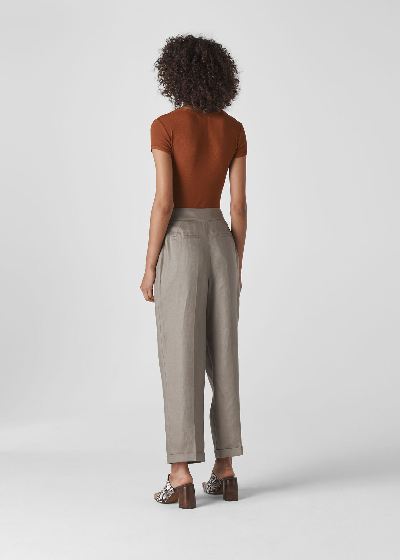 Lydia Linen Pleated Trouser Grey