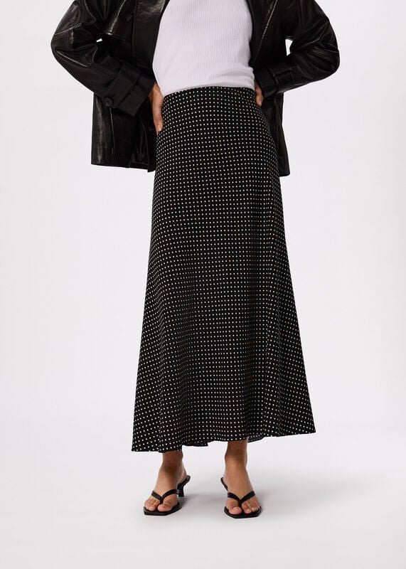 Black Mini Spot Fit and Flare Skirt