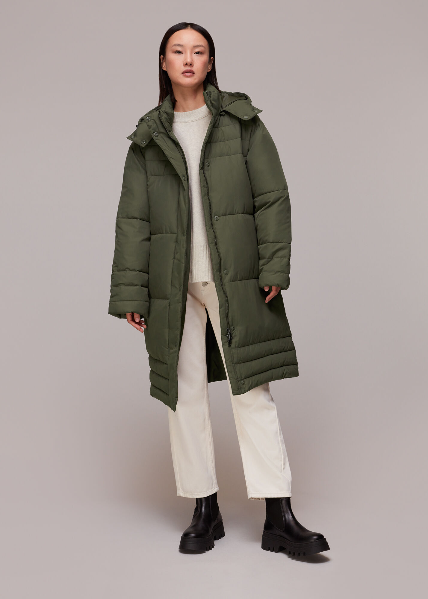Whistles hooded deals long puffer jacket