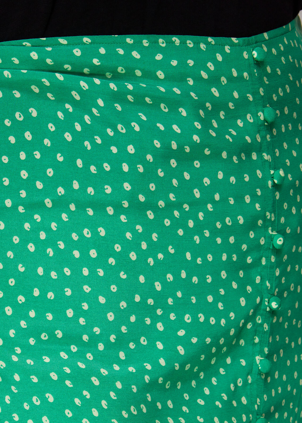 Spot Print Button Skirt
