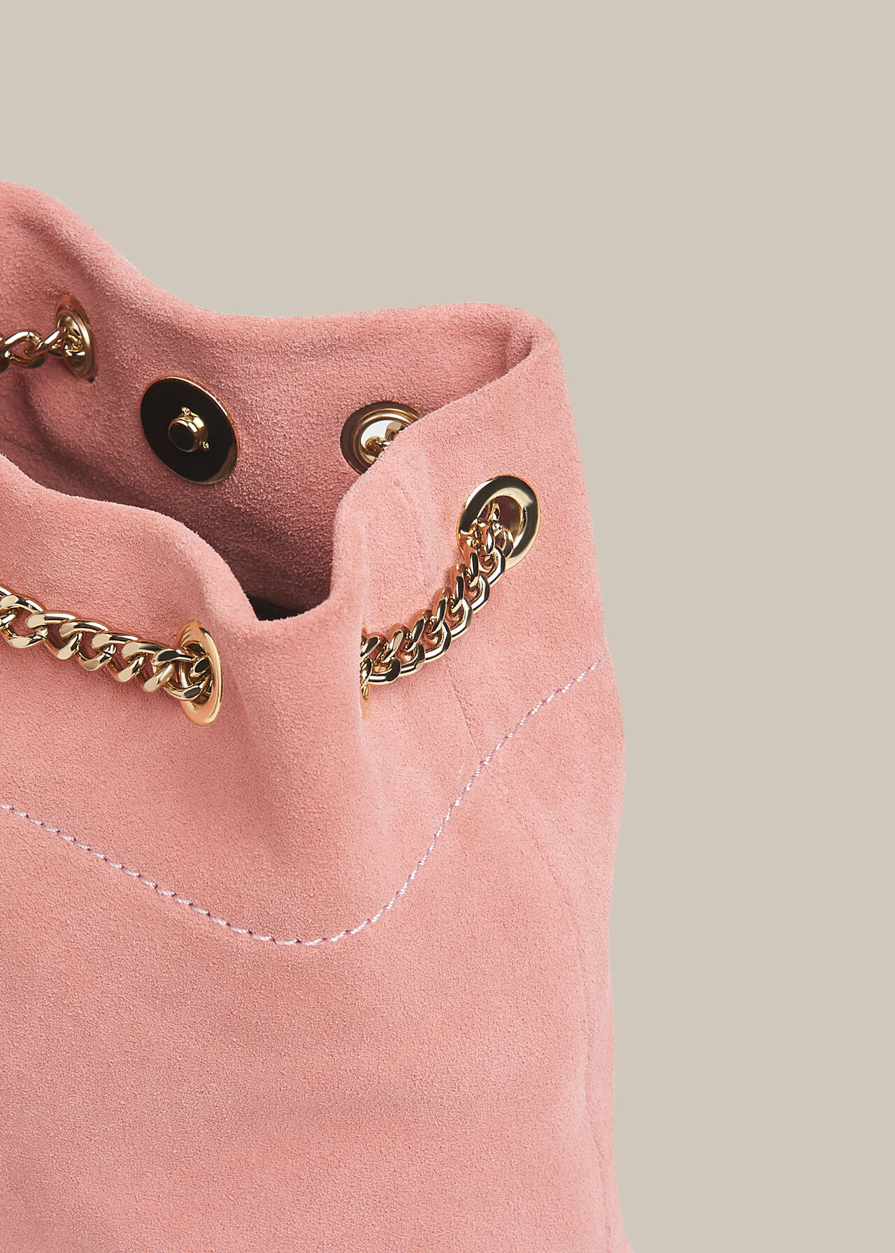 Ivy Chain Drawstring Bag Pink