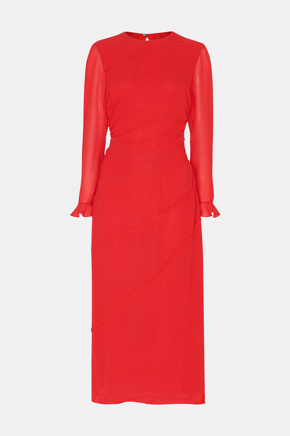 Red Inez Seam Detail Silk Dress