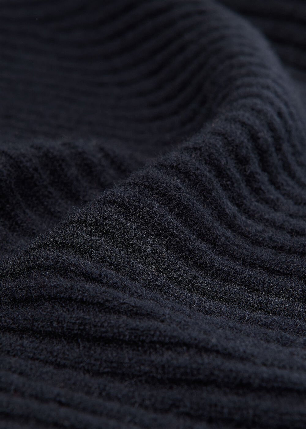 Wool Zip Front Rib Cardigan