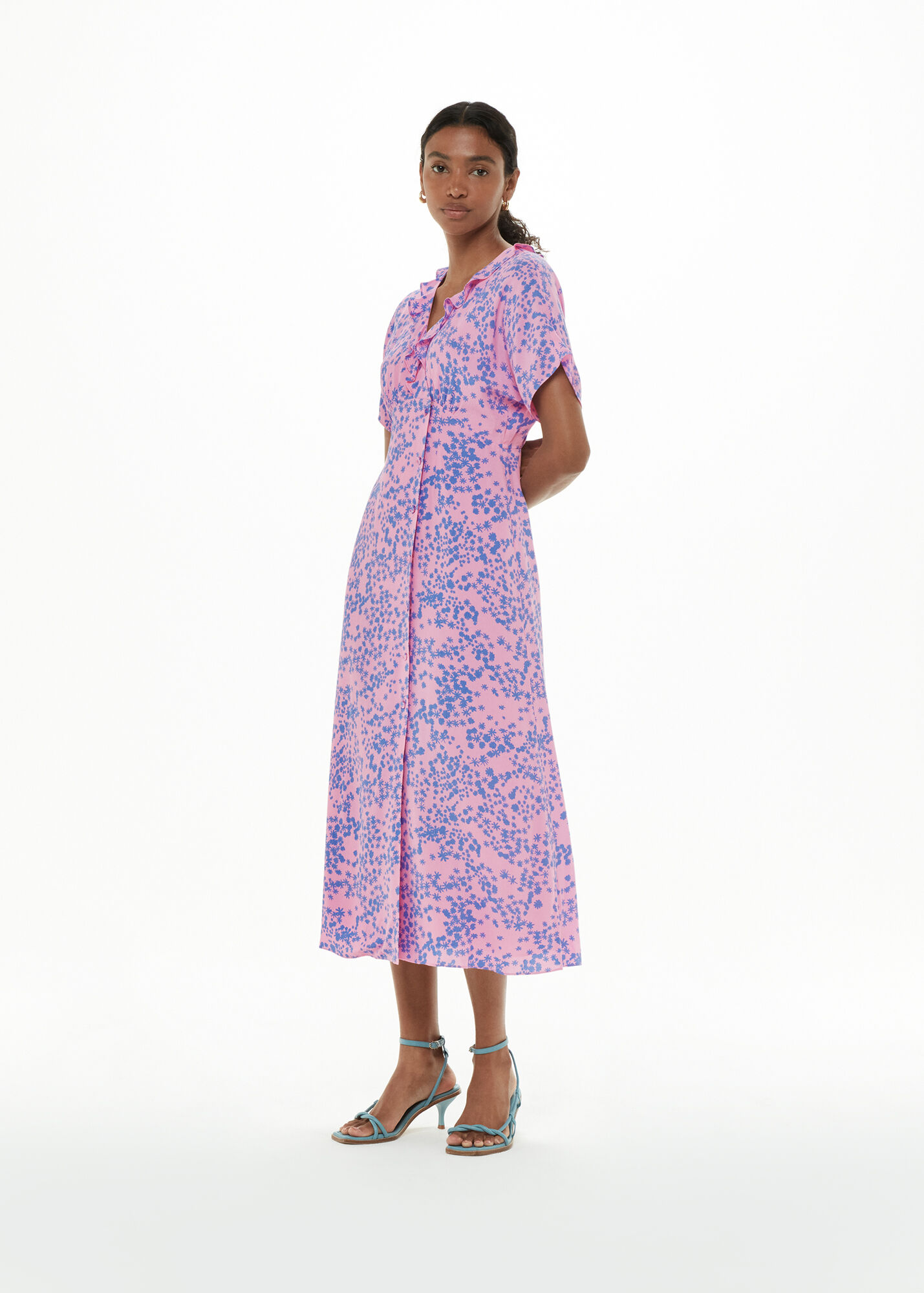 Pink/Multi Dandelion Floral Midi Dress WHISTLES