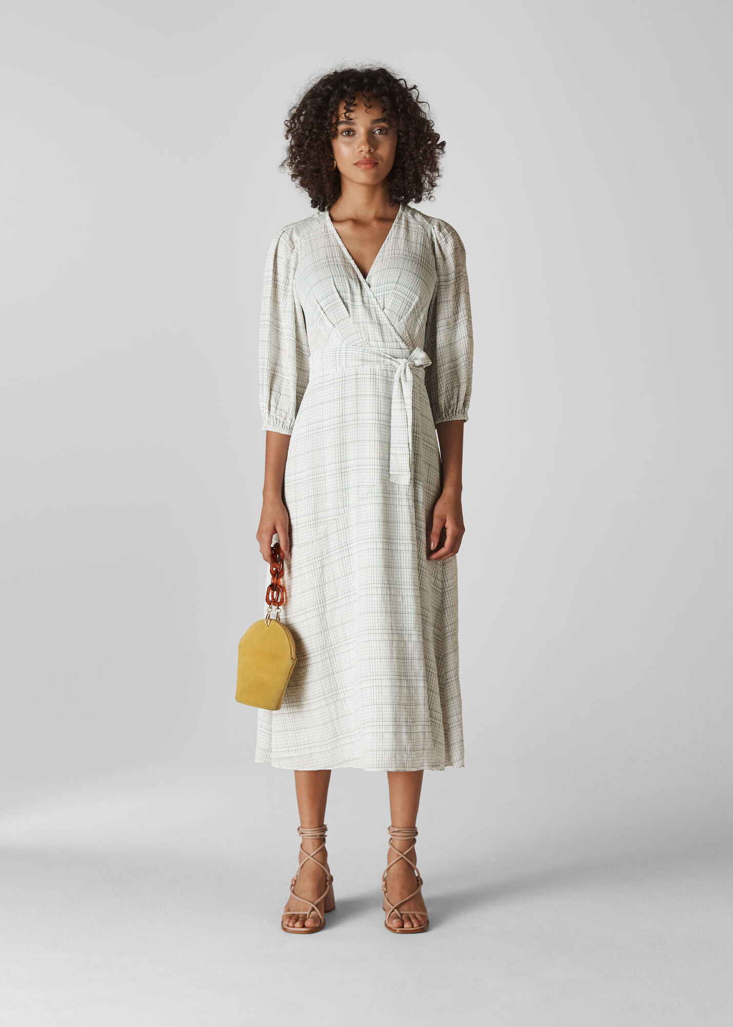 Whistles Women Catalina Check Wrap Dress - White - 08
