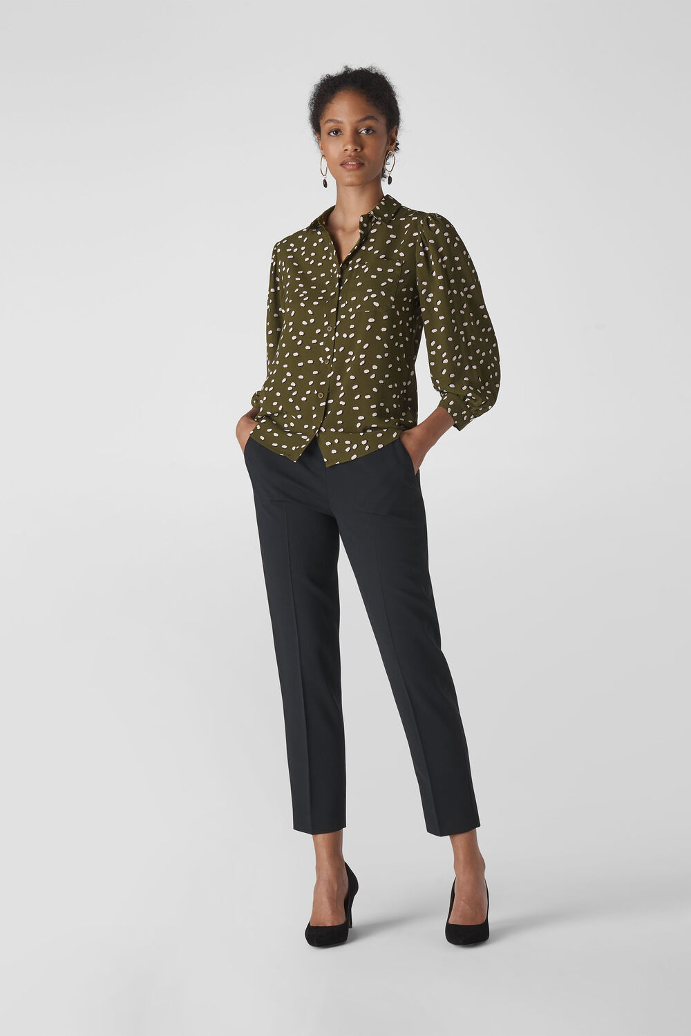 Shadow Spot Print Shirt Khaki/Multi
