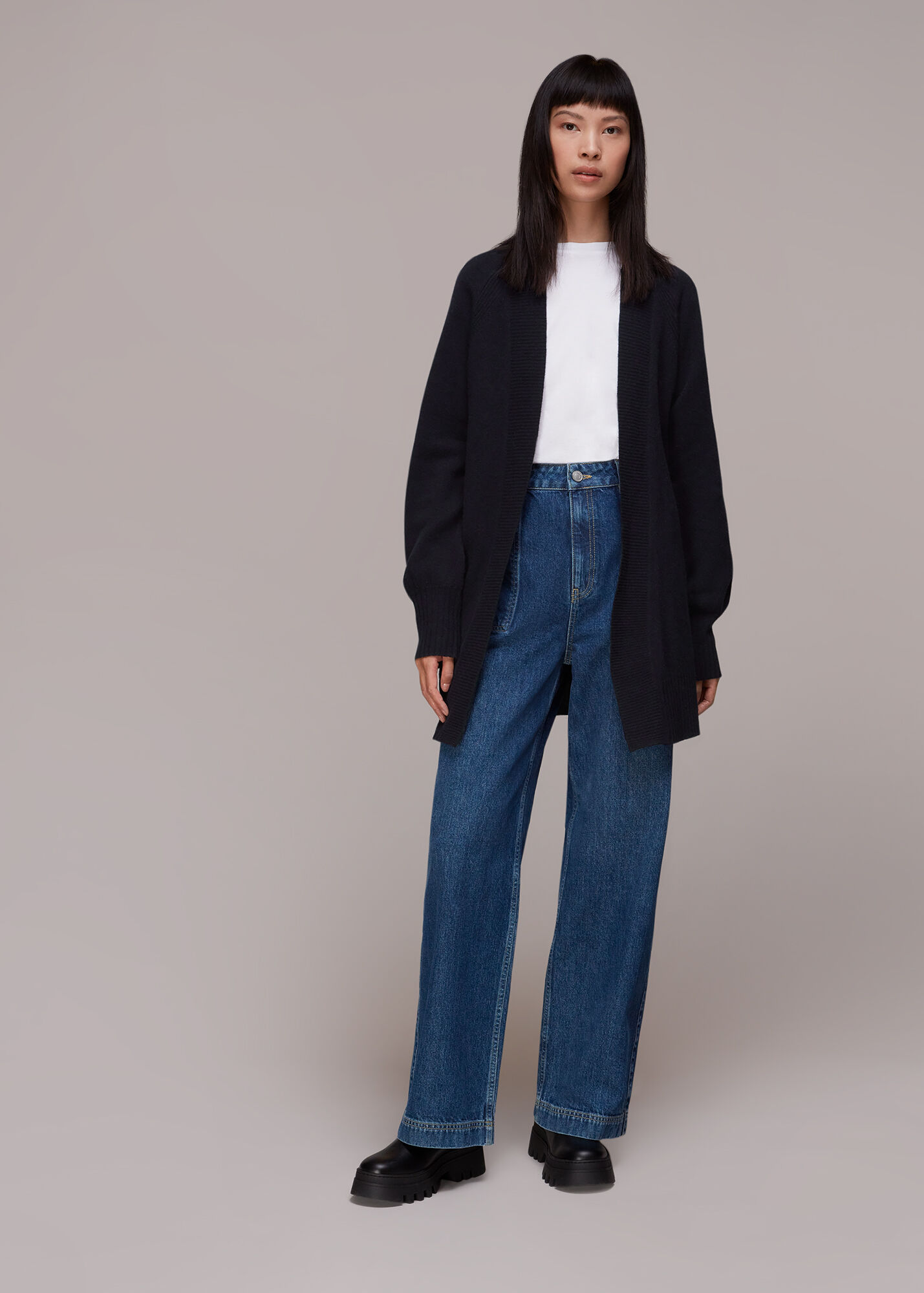 Navy Knitted Wrap Cardigan WHISTLES