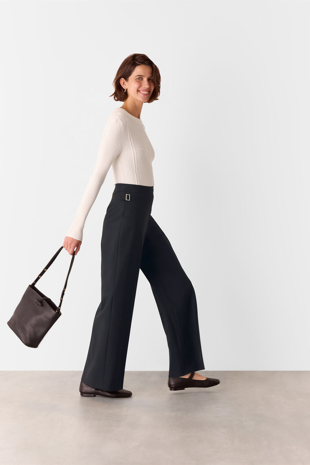 Wool Blend Tab Detail Trouser