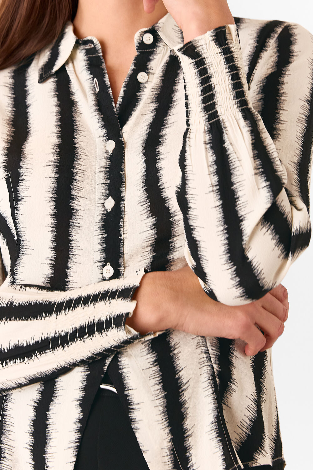 Ivory Hazy Stripe Fitted Shirt
