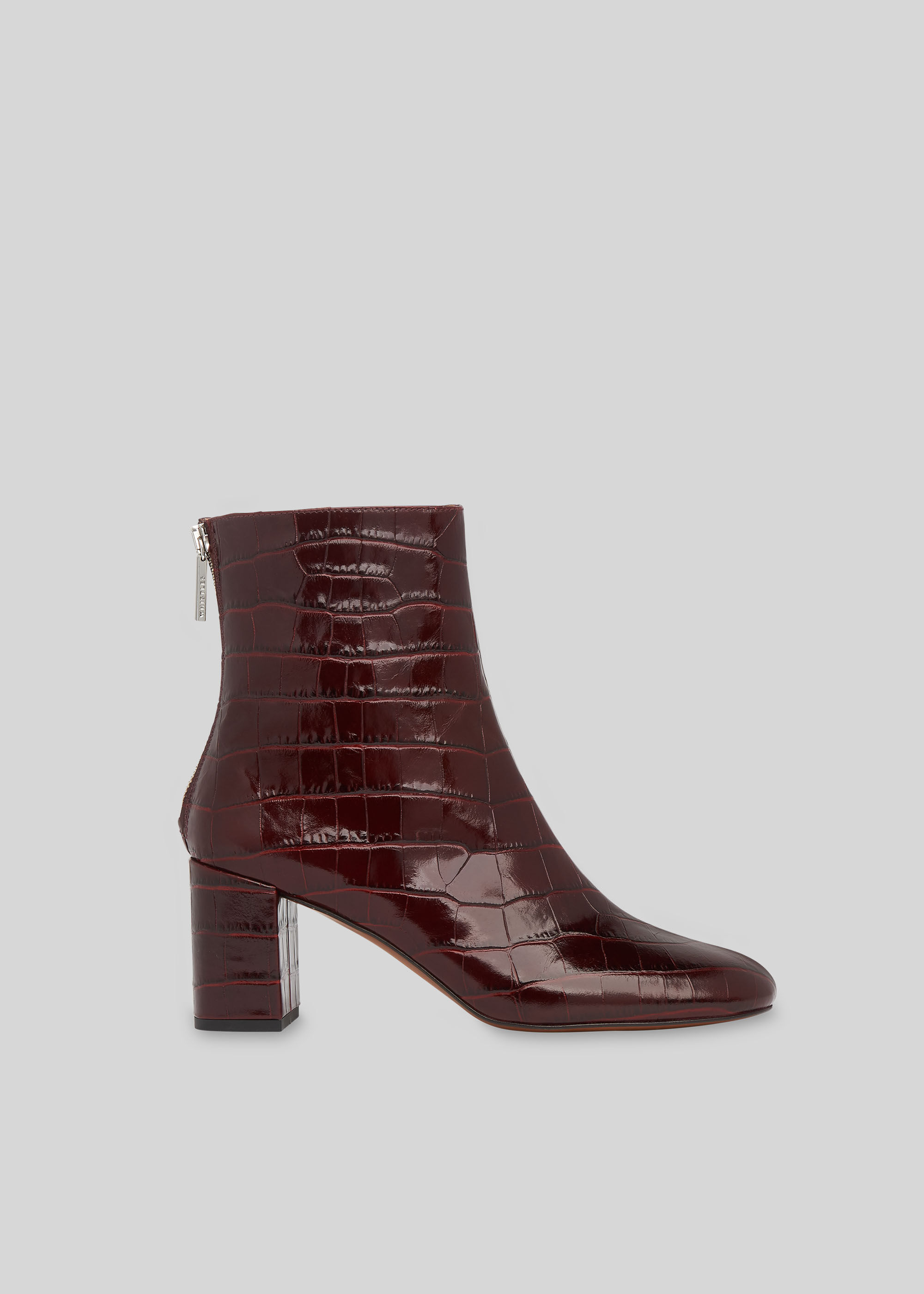 burgundy croc ankle boots