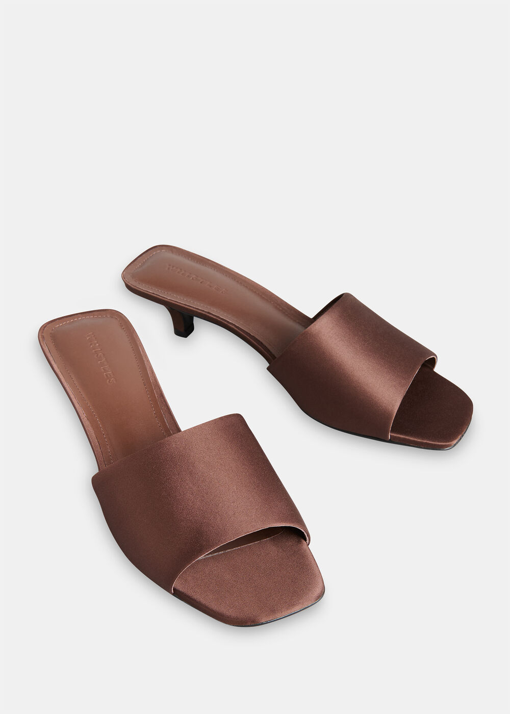 Satin Slip On Heeled Mule