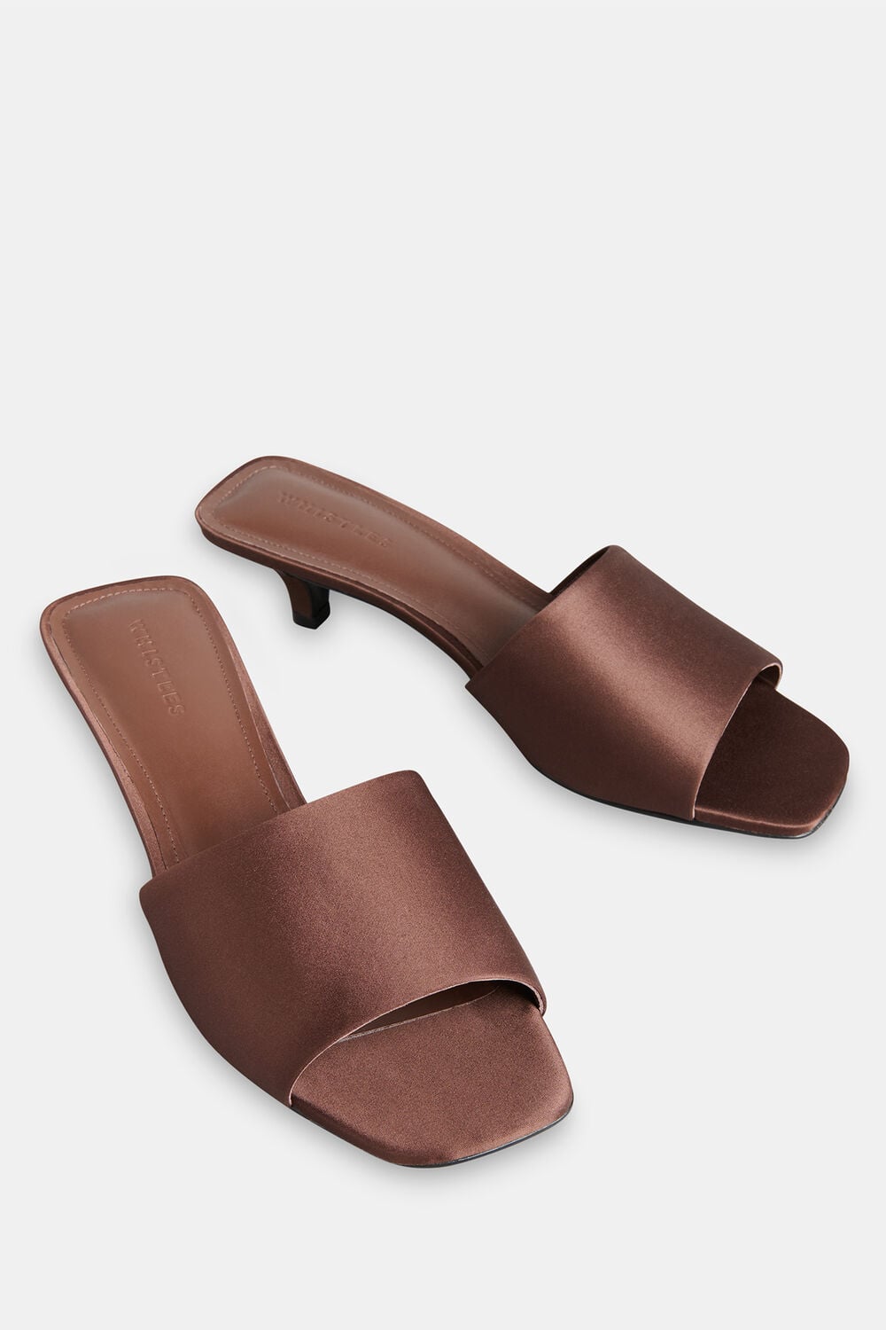 Satin Slip On Heeled Mule