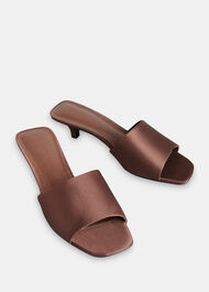 Satin Slip On Heeled Mule