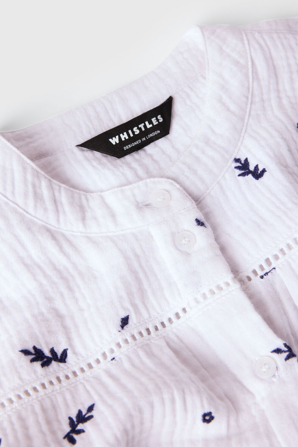 Ivory Embroidered Cotton Frill Top