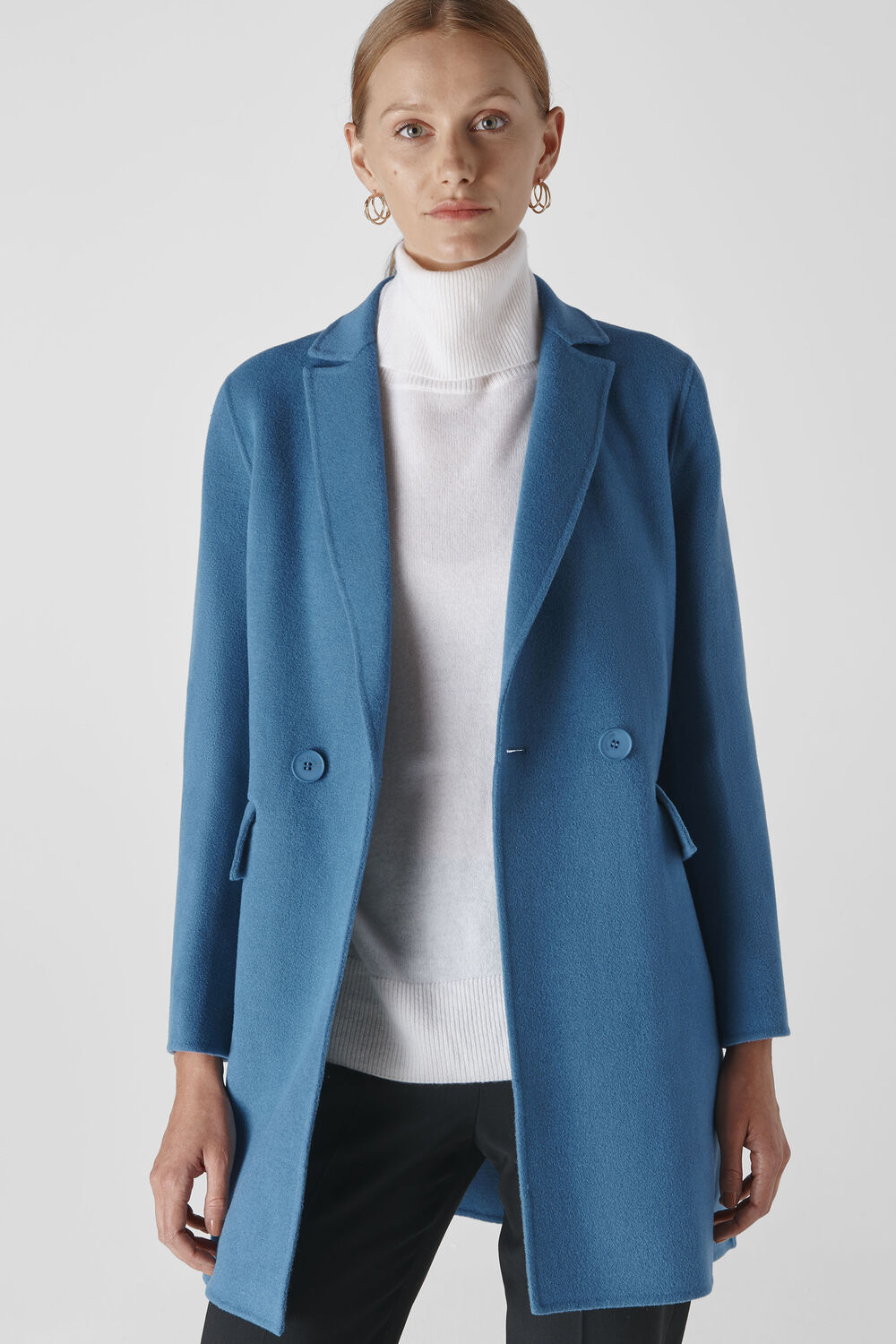 Double Faced Wool Coat Blue