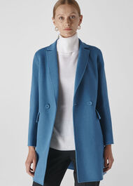 Double Faced Wool Coat Blue