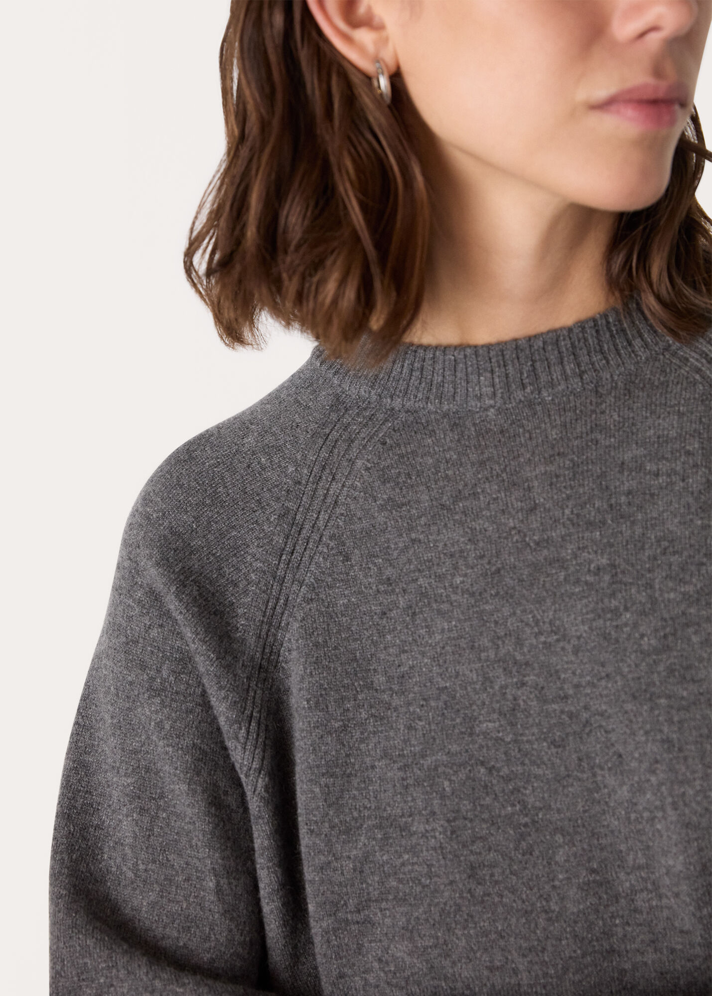Cashmere Crew Neck Knit RWS - Dark Grey Melange