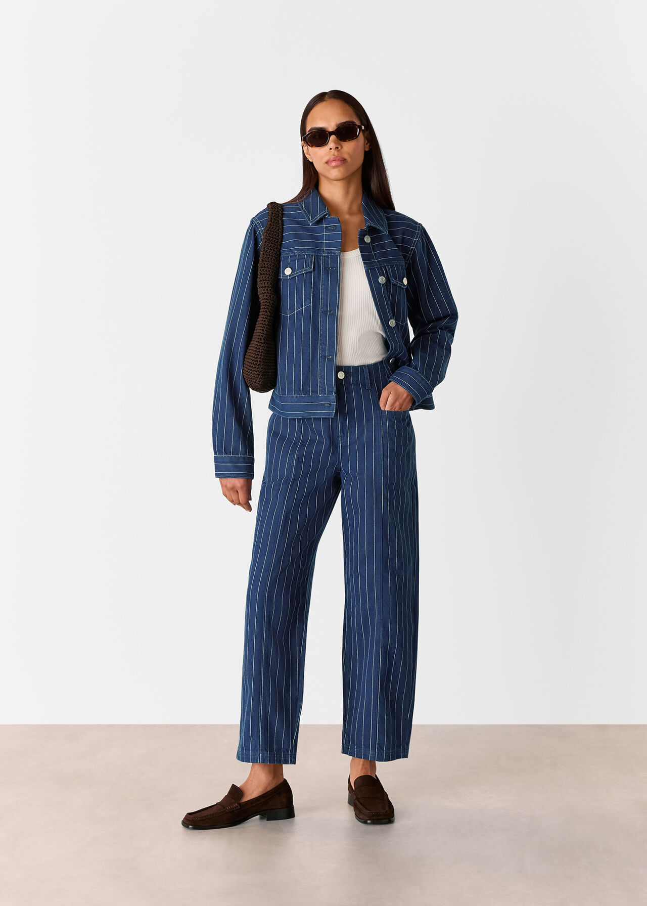 Pinstripe Denim Jacket