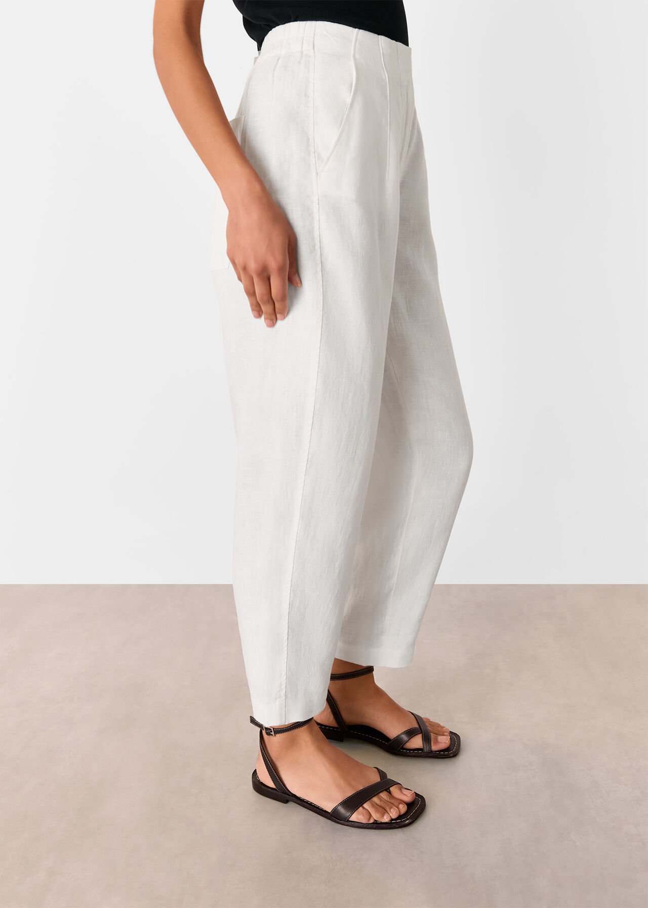 Linen Barrel Leg Trouser