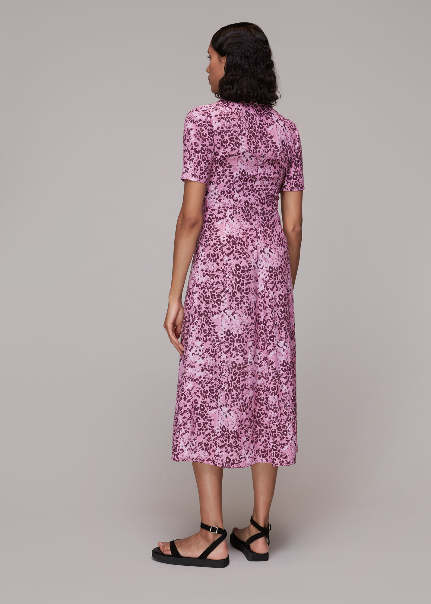 Pink/Multi Rowan Hyena Spot Midi Dress WHISTLES