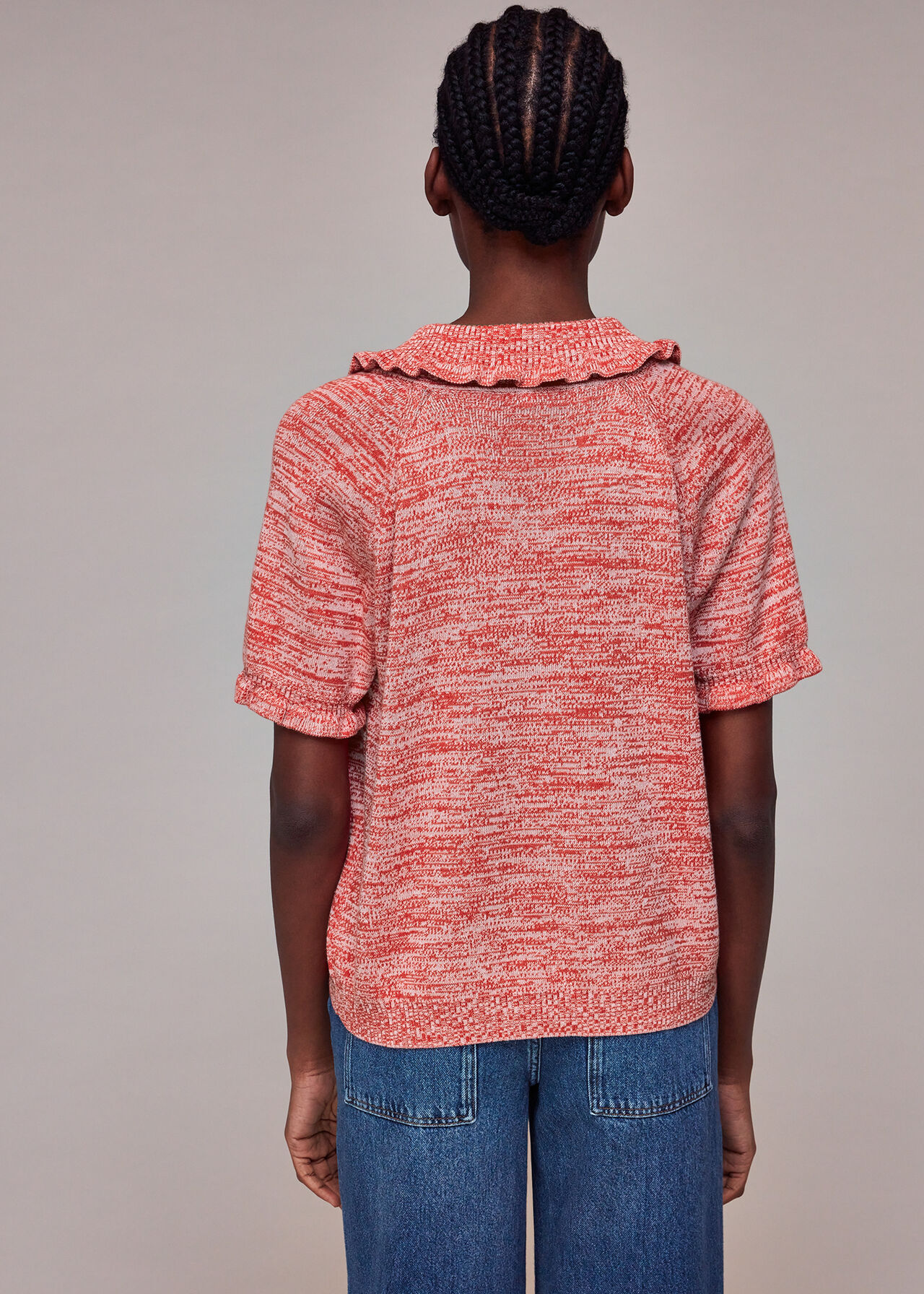 Frill Collar Short Sleeve Knit