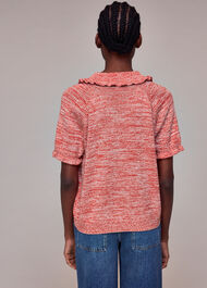 Frill Collar Short Sleeve Knit