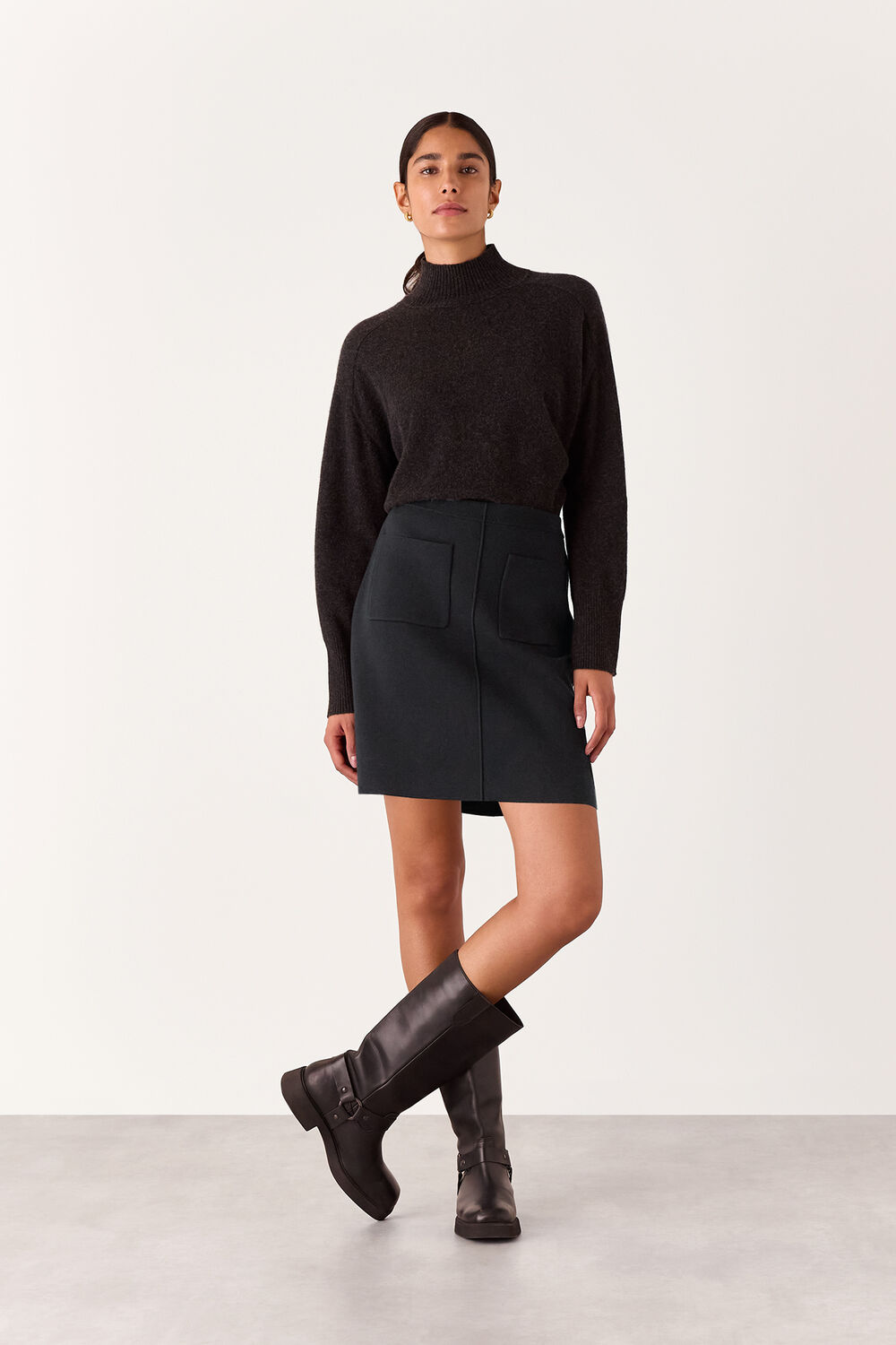 Patch Pocket Knitted Skirt