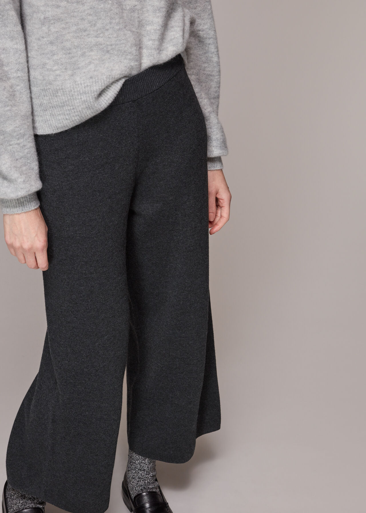 Knitted Wide Leg Marl Trouser