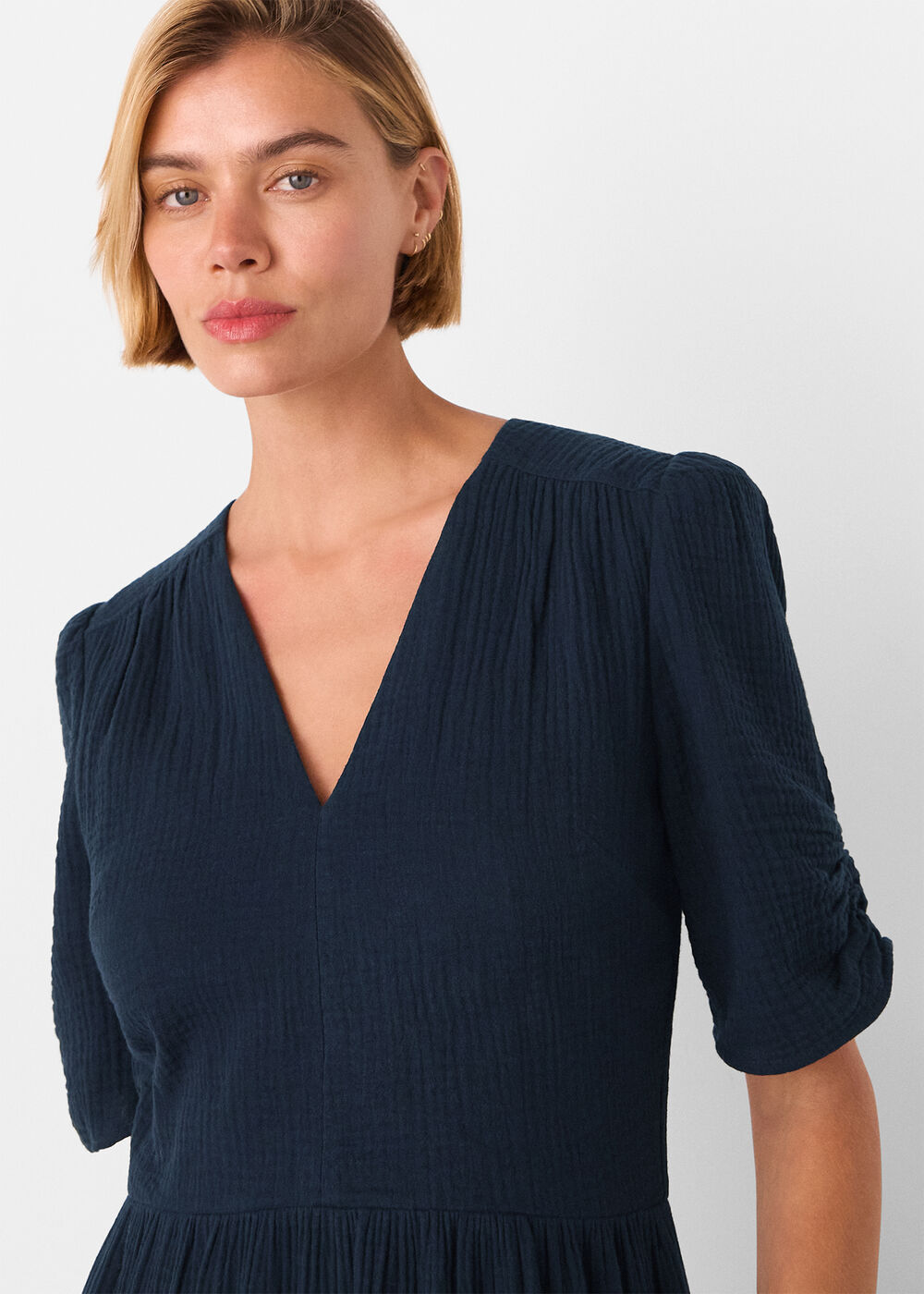 Textured Cotton Midi Dress