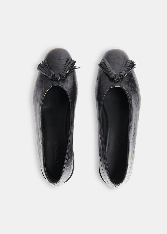 Black Cilou Tassel Croc Ballet Pump