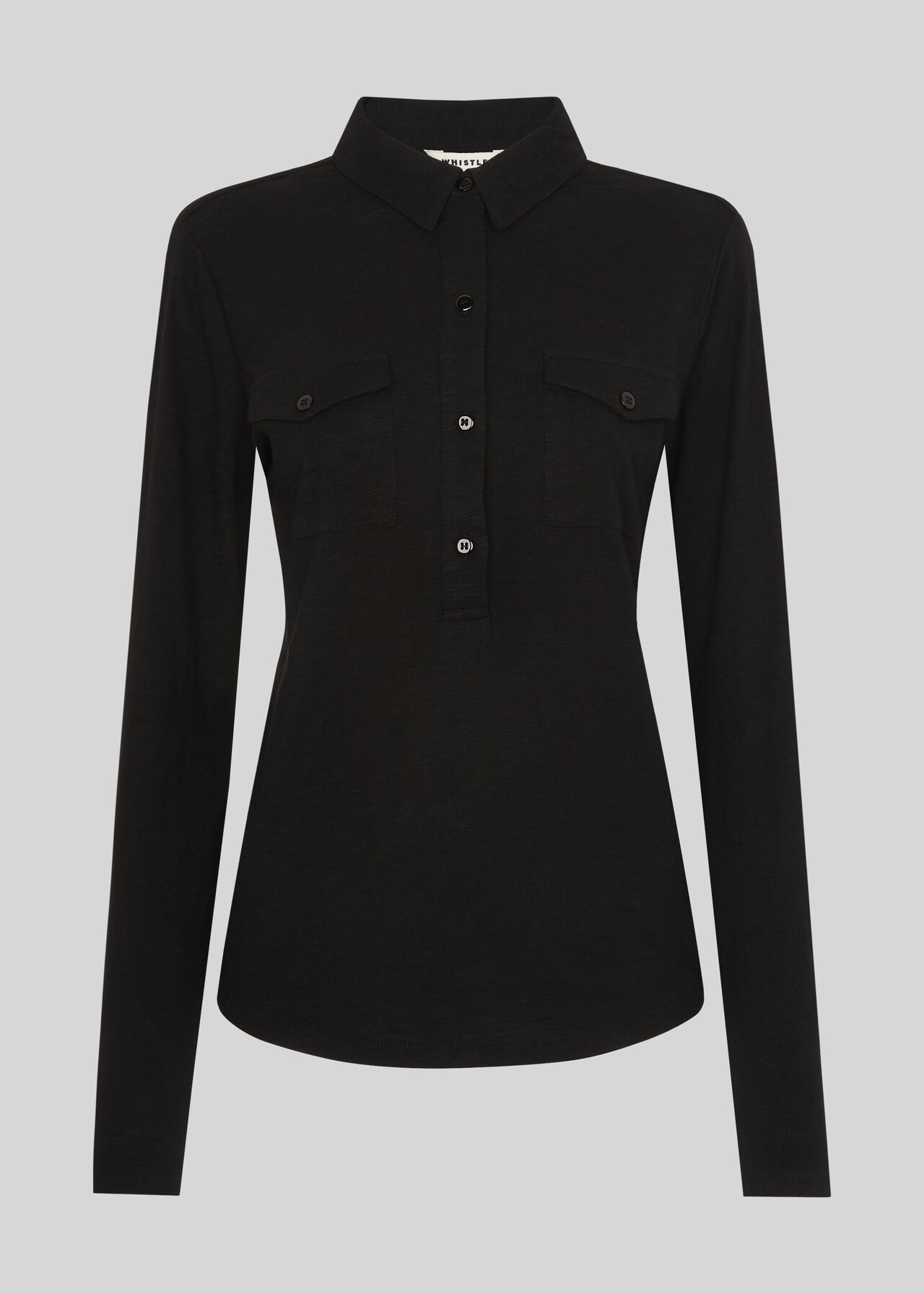 Jersey Cotton Pocket Shirt Black