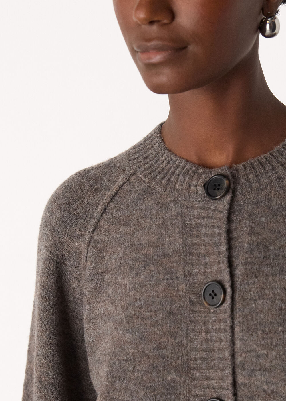 Wool Mix Crew Cardigan