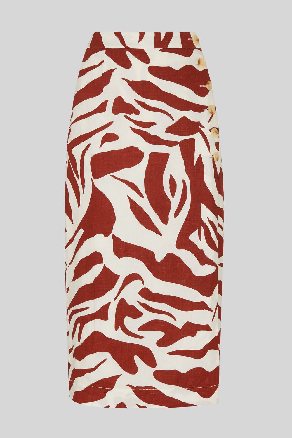 Graphic Zebra Linen Skirt Multicolour