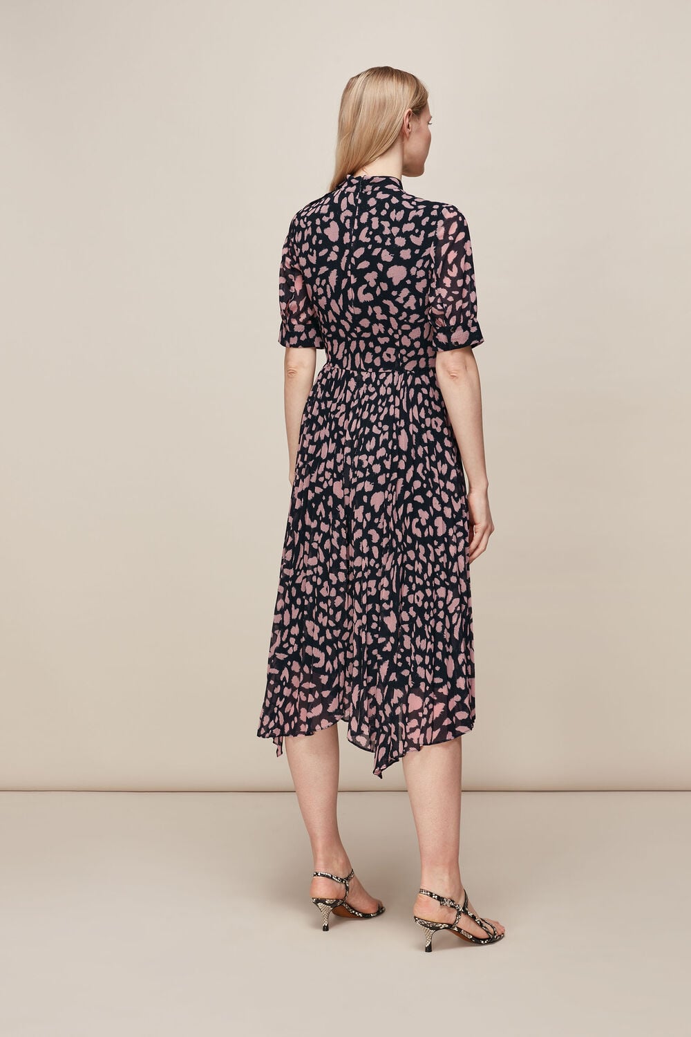 Brushed Cheetah Pleated Dress Multicolour