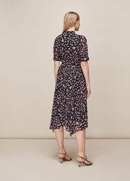 Brushed Cheetah Pleated Dress Multicolour