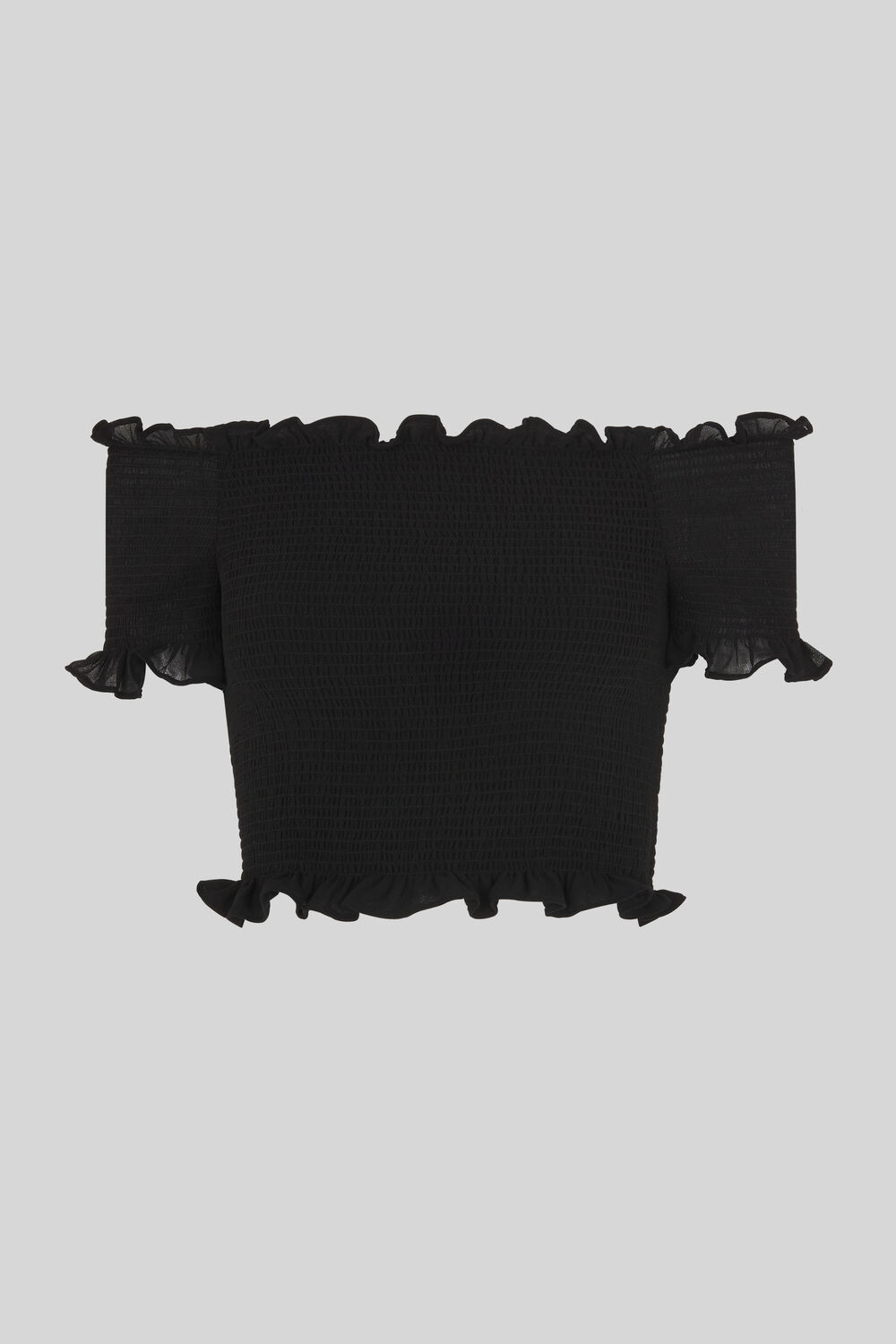 Smocked Bardot Top Black