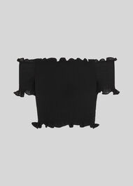 Smocked Bardot Top Black