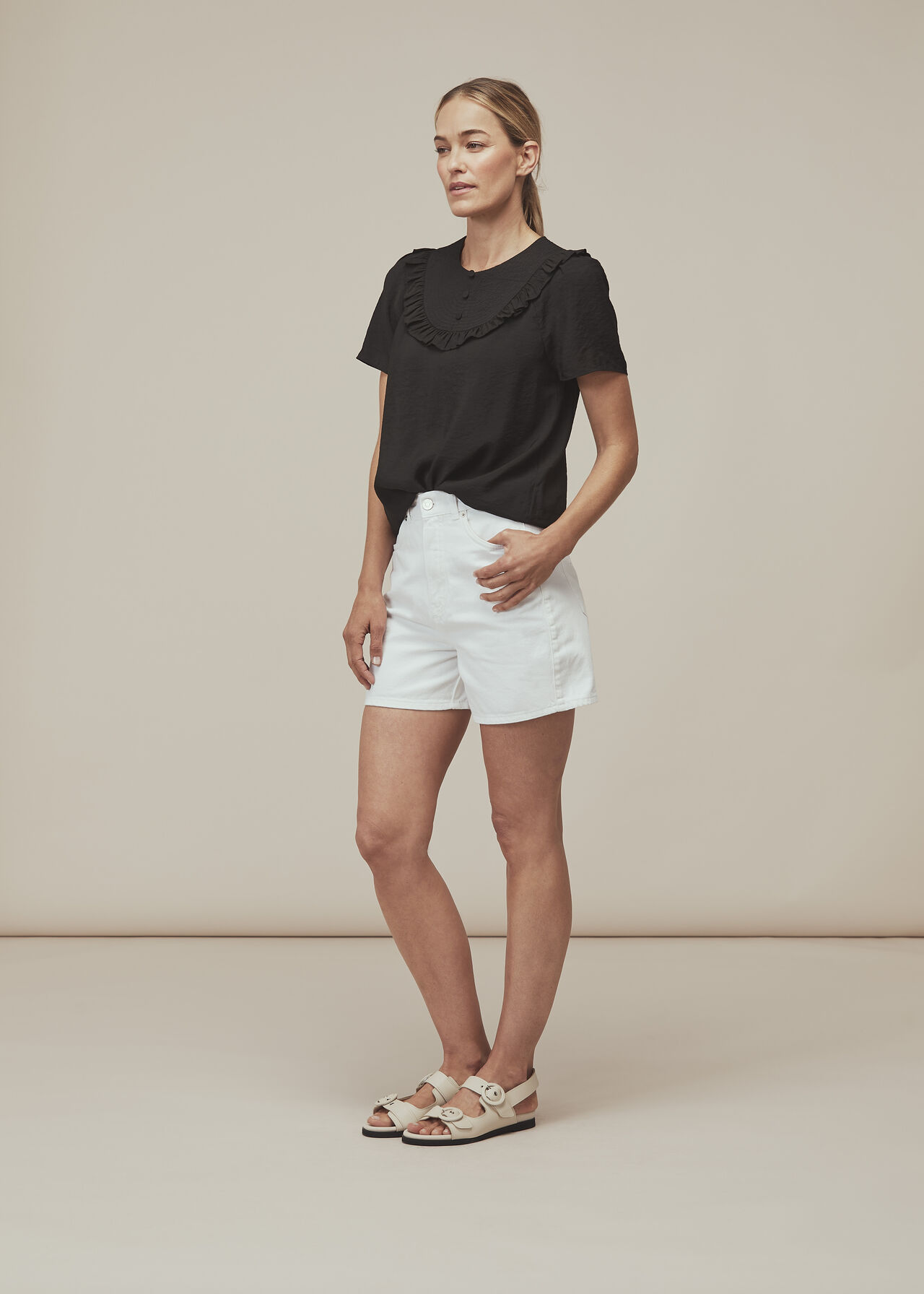 Black Amelia Stitch Detail Top WHISTLES Whistles UK