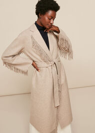 Fringe Detail Wrap Coat