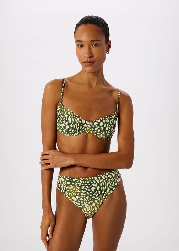 Green Animal Underwire Bikini Top