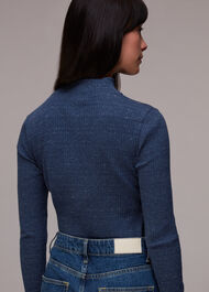 Rib High Neck Melange Top