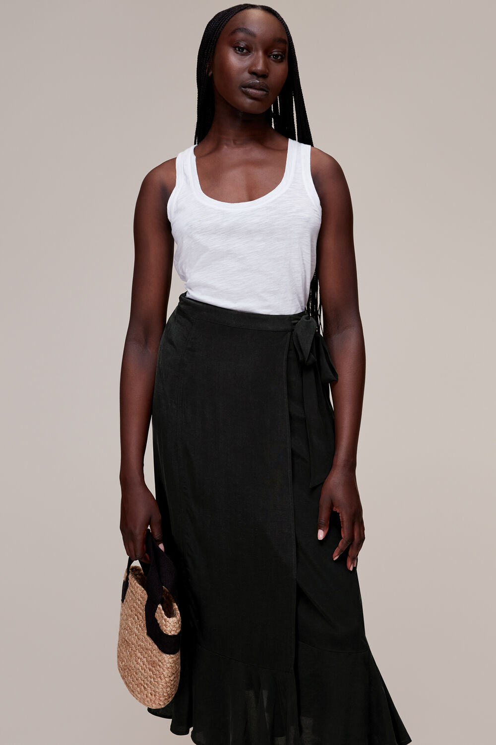 Black Charlie Wrap Skirt