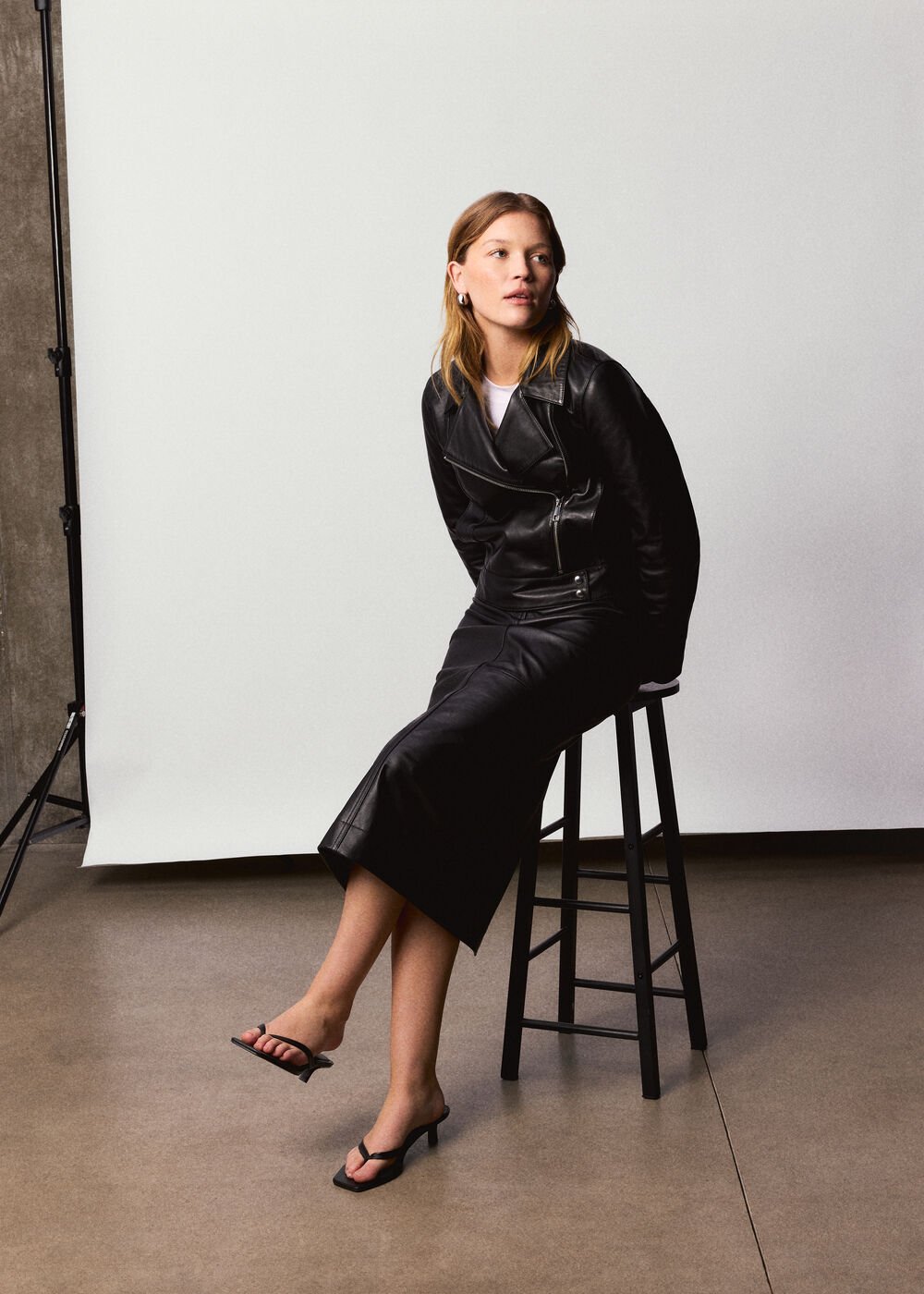 Jamie Leather Midi Skirt