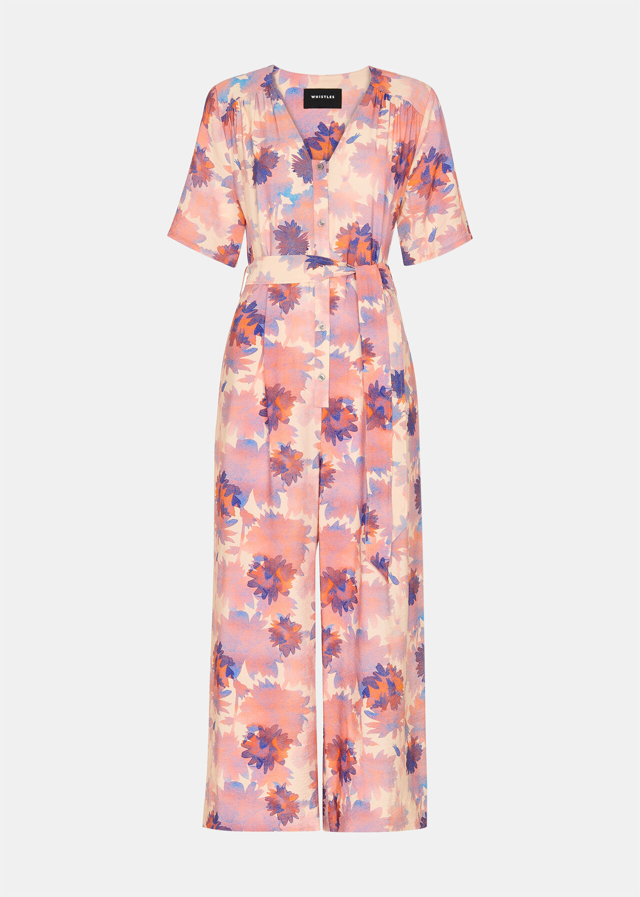 Floral Button Front Jumpsuit