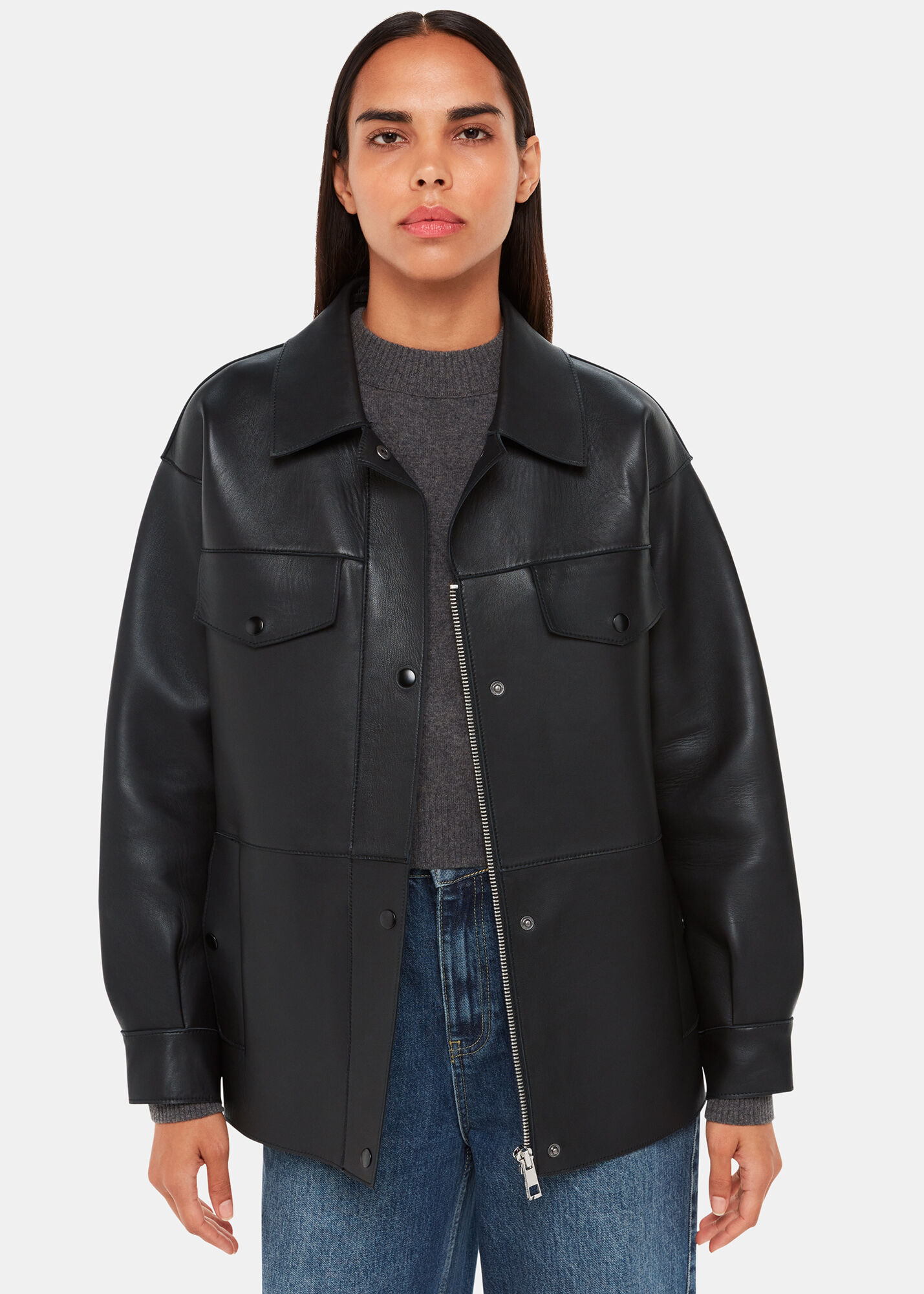 Whistles black on sale leather jacket