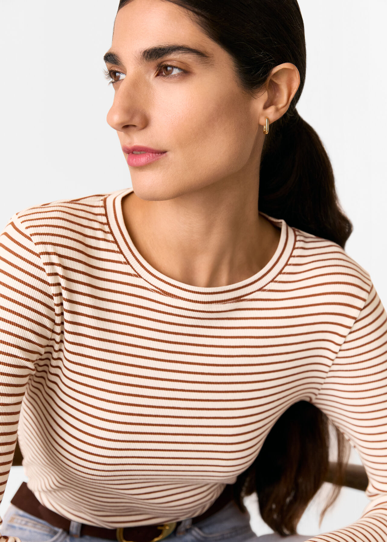 Stripe Crew Neck Jersey Top