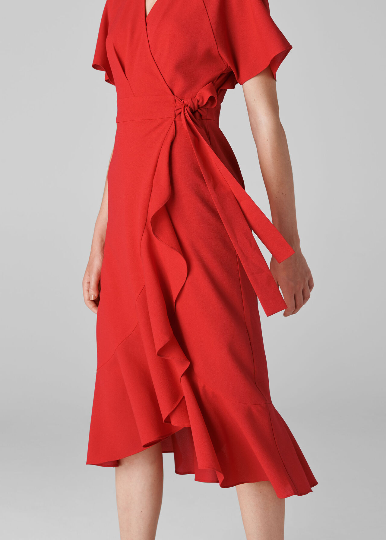 Abigail Frill Wrap Dress Red