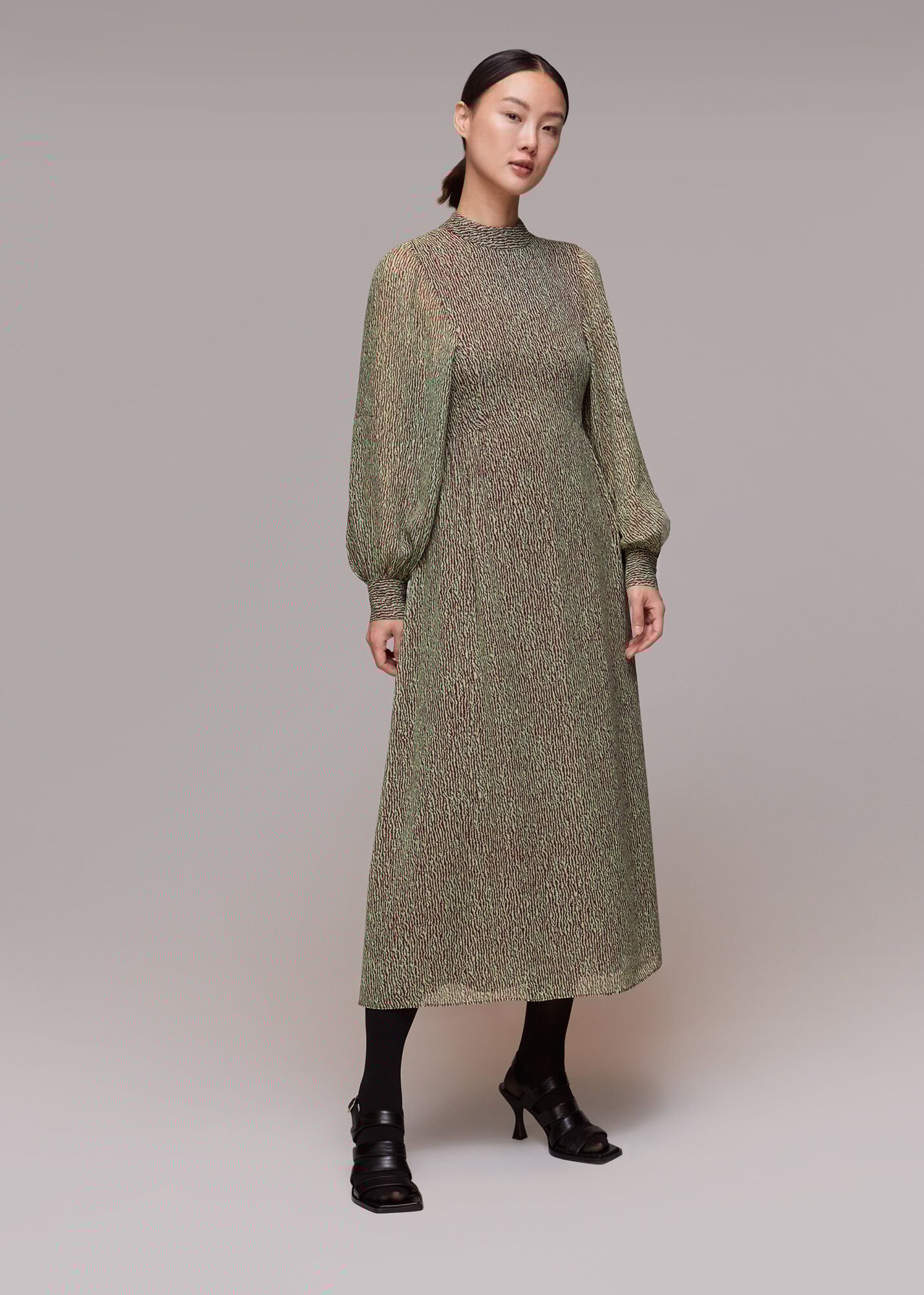 Whistles python 2024 print midi dress