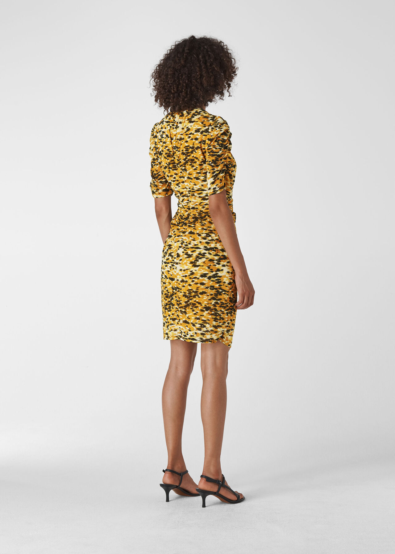 Ikat Animal Silk Bodycon Yellow/Multi